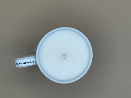 White Textured Mug Candle – Cranberry Harvest | Cozy Fall Soy Candle | Handmade Holiday Scent