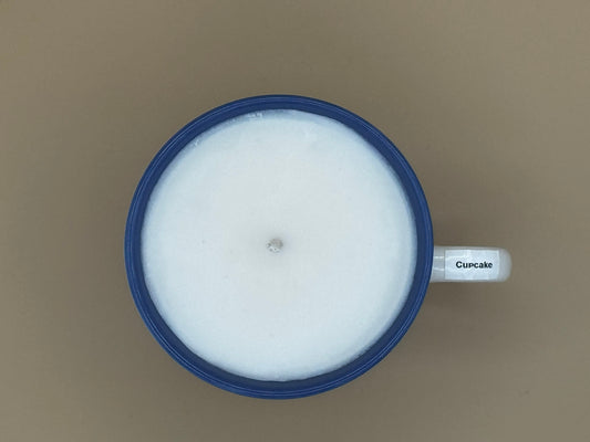 Top view Happy Birthday candle mug