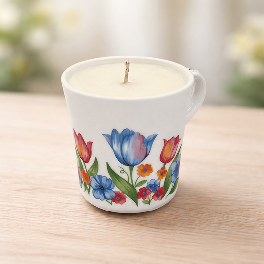 Vintage Tulip Floral Mug Candle – Jade Garden